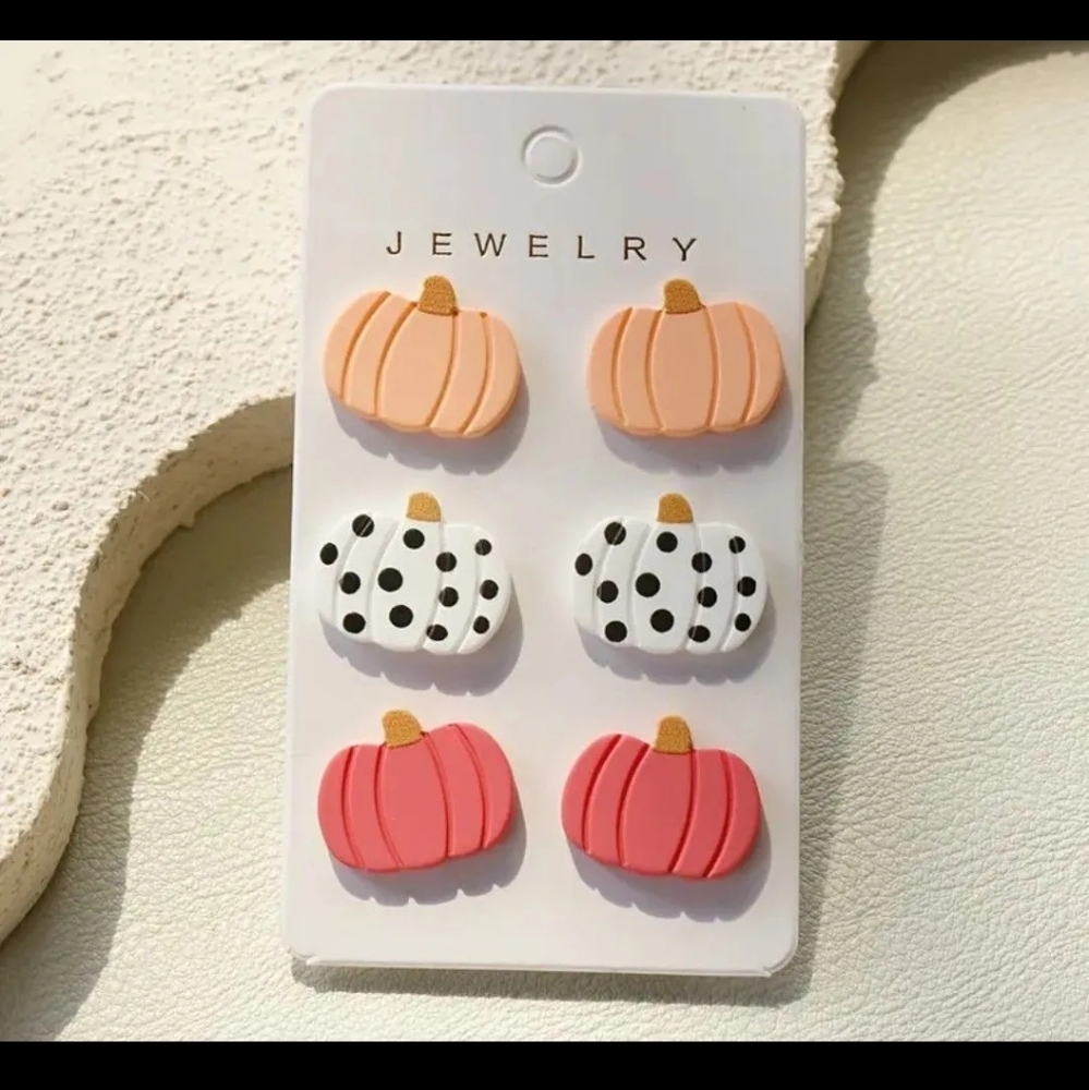 3-in-1 Halloween Pink Pumpkin Acrylic Earrings